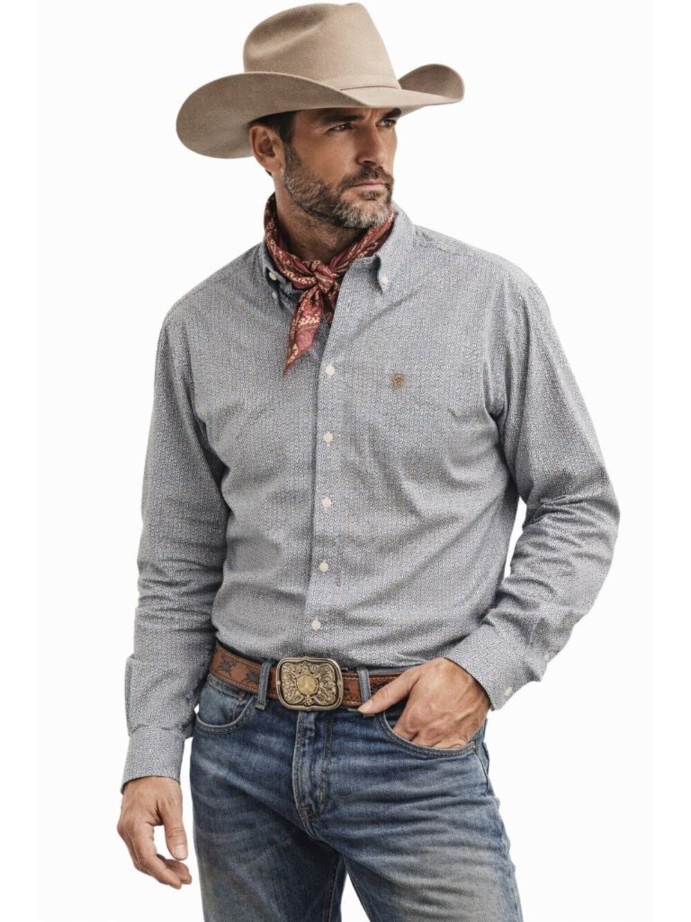 Ariat Mens Western Diamond Print Button Shirt XXL Green Gold Western Cowboy Top